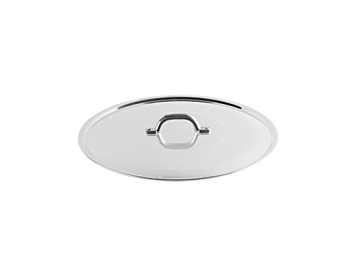 Pentole Agnelli FAMA2918 Tapa Plana con Mango, Borde y Puente, Tipo Pesado en Aluminio BLTF, Plata Pulida, 18 cm