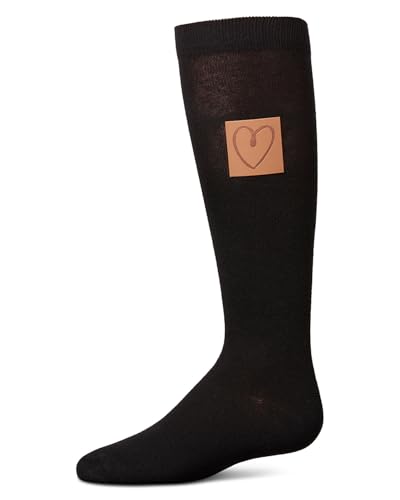MeMoi Girl's Cork Heart Patch Tab Knee High Socks