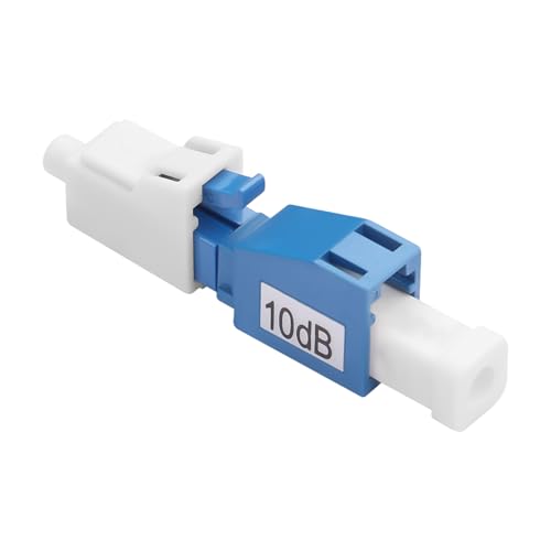 QIANRENON 10dB LC/UPC Fibra óptica Fijo Atenuador Adaptador LC Macho a Hembra Monomodo Fibra óptica Fixed Attenuator Conector, Atenuación Valor 10dB±1, para CATV FTTH Reducción óptica Potencia