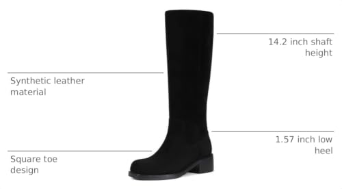 Image of ZJA Knee High Boots Women,Square Toe Chunky Block Low Heel Tall