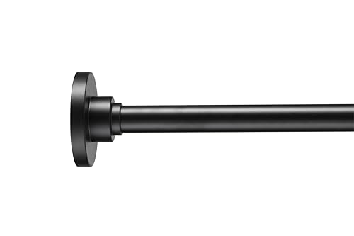 Croydex Extendable Black Shower Curtain Pole Stainless Steel Rod, Flexi-Fix Three Ways to Fix, Max Length 2331mm, Includes 12 Matt Black Curtain Rings, Complete with Shower Rail Fixings