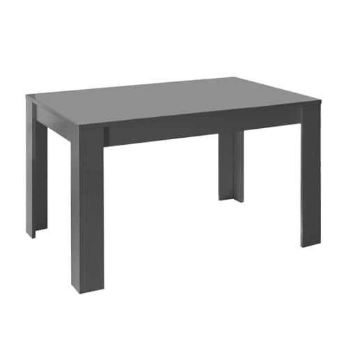 AltoBuy Carbone - Table Repas Extensible Finition Gris Carbone Laqué