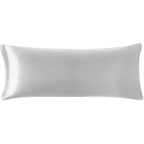 PiccoCasa Satin Body Pillowcase for Hair and Skin, Luxury Silk Satin Long Pillow Cover Smooth Soft Satin Body Pillow Cover with Zipper Closure Silver 4ft 6 Cover