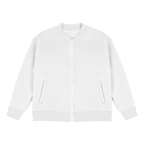 Girls Full Zipper Sweatshirt Jacket Long Sleeve Outwear Casual Loose Jackets Solid Color Sweat Shirts Preppy Clothes4