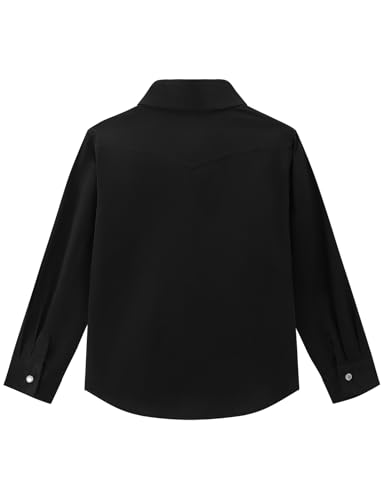 Image of Noomelfish Girls Long Sleeve Western Pearl Snap Button Down Shirt Cowgirl Outfits Blouse Tops (5-14 Years)