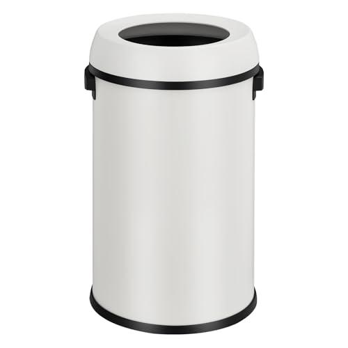 Caneca de basura redonda de 65 L en acero inoxidable blanco