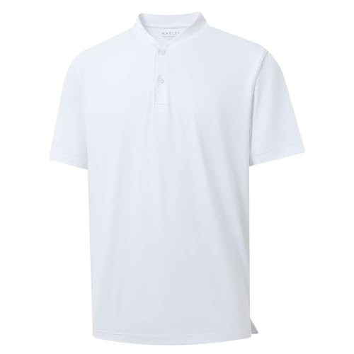 Men's White Dry Fit Golf Henley Shirt