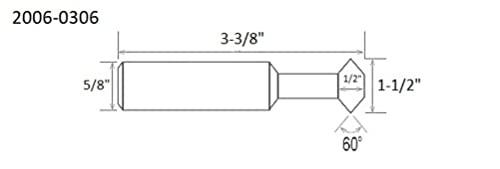 Image of HHIP 2006-0306 60 Degree M42 Cobalt Double Angle Cutter 1-1 /2 inch Cutter Diameter, 1 /2 inch Cutter Shank, 5 /8 inch Shank Diameter, 3-3 /8 inch OAL