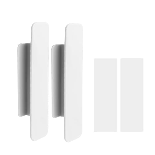 Manetas para puertas 4/2 Uds manijas del cajón del Gabinete de ventana puerta autoadhesiva manija del armario organizador perilla de puerta corredera abierta(White,2 Set(4Pcs))
