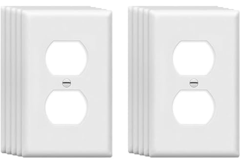 Image of ZEFTV Duplex Wall Plates 1-Gang Switch Outlet Electrical Cover Plate Unbreakable Thermoplastic Faceplate for Light Receptacle Outlet Switch, White (10 Pack)