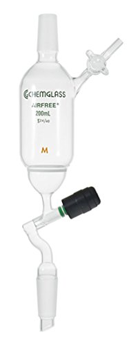 Chemglass AF-0543-24 Series AF-0543 Filter Funnel, Airfree, Schlenk, Valve on Side Arm, 40 mm OD Coarse Frit, 24/40 Inner Joint Size, 200 mL Capacity