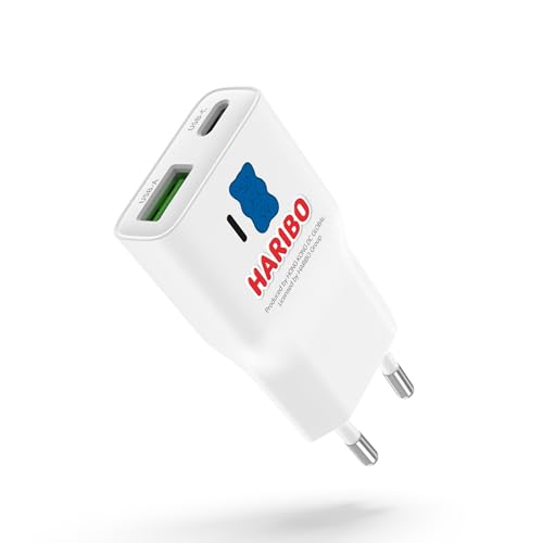 HARIBO USBC Stecker Mini, 20W USB C Adapter Stecker GaN PD3.0/QC USB Ladegerät für iPhone 17 16 15 14 13 12 11, iPad Air, USB-A+USB-C Charger Handy Ultradünn und Kompakt Reisen, Blau
