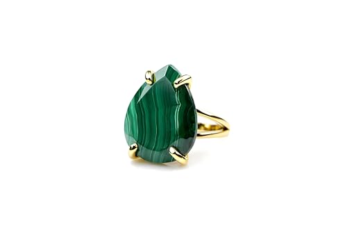Bague en malachite en or 14k : bagues artisanales pour collection et mode