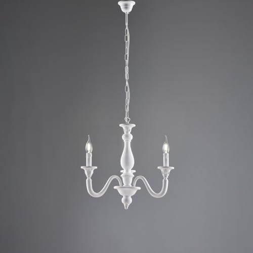Lustre Lucca shabby chic en bois blanc ciselé à 3 lumières 108