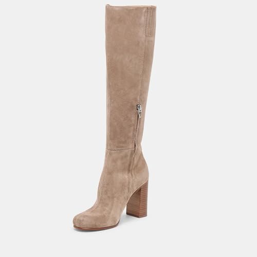 Suede Knee High Boots for Women Chunky Block High Heel Tall Boots Fashion Round Toe Side Zipper Long Boots3