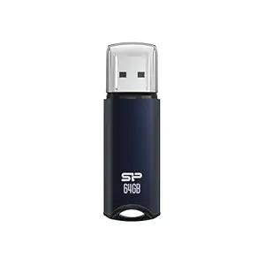 SP Silicon Power 64GB USB 3.2 Flash Drive, Pen Drive, Aluminum Casing, Built-in Strap Hole, Detachable Cap (Marvel M02, Navy Blue)