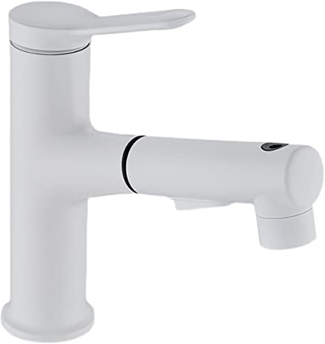Mitigeur de salle de bain blanc en laiton avec douchette amovible multifonction - 2