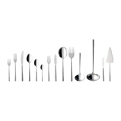 Villeroy & Boch - Piemont Besteckset 113-teilig Silber, Spülmaschinenfest, Besteck Set für 12 Personen, Besteckset Platin, Besteck, Edelstahl