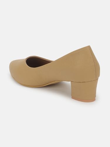 Image of Marc Loire Women's Textured Block Heel Pump Shoes for Office, Party and Formal Occasions
