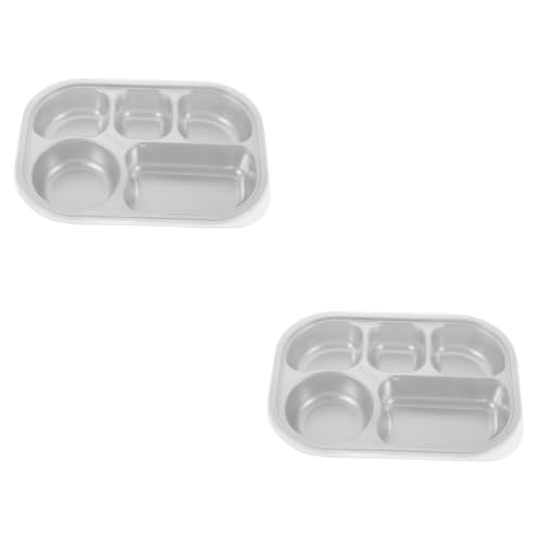 SOLUSTRE 2 Platos De Acero Inoxidable Para La Cena Plato Para Almacenar Alimentos Termo Para Servir Plato Dividido Para El Almuerzo Escolar Plato Dividido Para Recipientes Bento Para