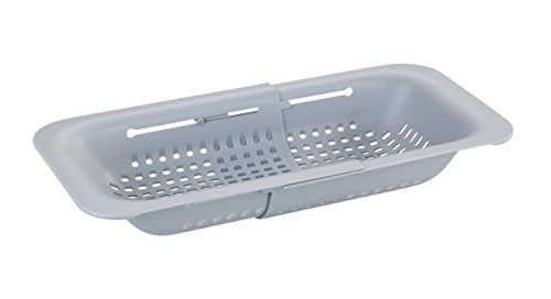 WENKO Sivo Sink Strainer Light Grey Ideal for Washing Fruit and Vegetables lightgrey, 36,5-50 x 7 x 20 cm