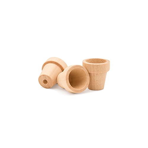 Woodpeckers Small Wooden Flower Pot 1-1/6 X 1-Inch, Pack Of 12 1 Inch Mini Pots, 1 Flower Pots To Paint & Plant #TOP21