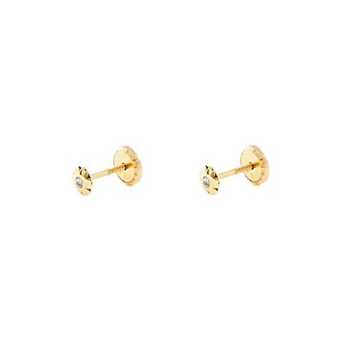 Pendientes Bebé Oro Amarillo Flor Circonita Cover