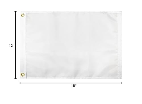 Flagolden Solid White Flag 12x18 Inches Nylon Small Blank Plain White Flags Heavy Duty DIY Flags to Create Your Own Custom Flags Banner