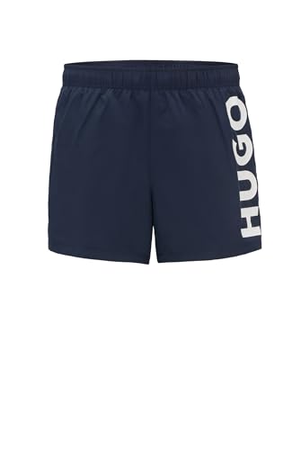 HUGO Herren ABAS Badeshorts mit vertikalem Logo-Print Dunkelblau XL