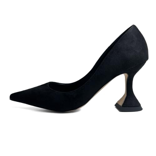 Women’s Dressy Pumps Horn Mid Heels Pointed Toe Slip On Shoes Prom Working Office Size 4-16 US2