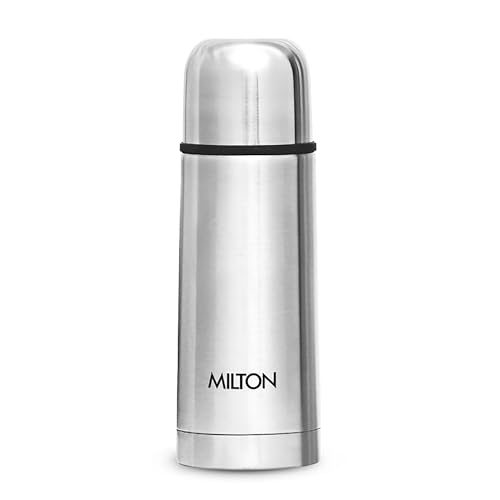 Milton Vacuum Flask for Hot Drink 350 ml (12 oz), Stainless Steel Double Walled Insulated Water Bottle for 24 Hour Hot and Cold Drinks with Cover, Leak Proof, BPA Free, Thermosteel Plain Lid