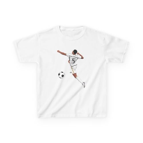 Jude Kids Soccer T-Shirt – Bellingham Football Jersey Tee for Boys & Girls White