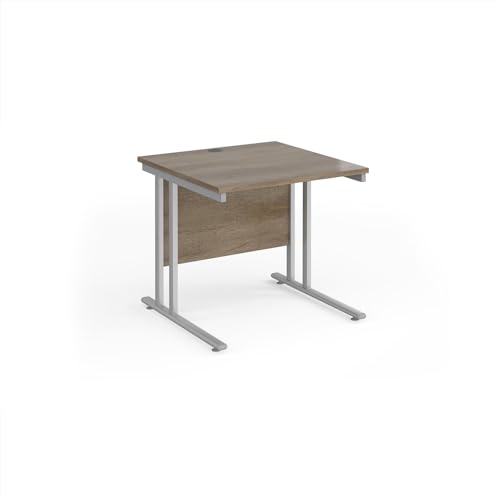 Image of Mr Office Maestro 25 straight desk 800mm deep - silver legs, Nebraska Oak, 800