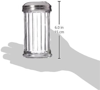 Fonteme 12-oz Retro Style Sugar Dispenser, Glass Jar, Stainless Steel, Pour-Flap Lid.