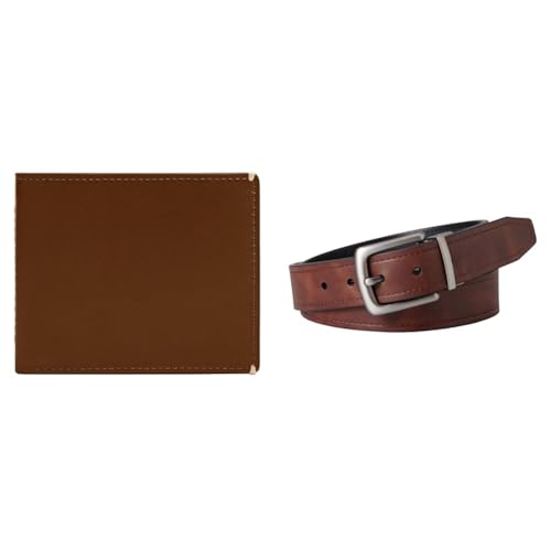 Portefeuille Westover Fossil homme en cuir marron et ceinture Parker pour un style au quotidien
