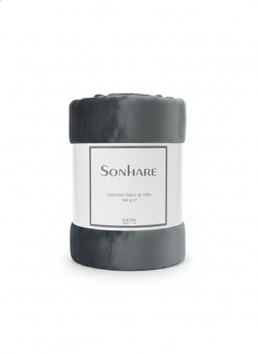 Cobertor Manta Lisa 300g | Super Soft | Flannel Fleece Premium | Rolinho | Sonhare (Grafite, Casal, Grafite)