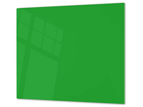Cubre vitrocerámica y tabla de cortar de cristal templado – Superficie de vidrio templado resistente – UNA PIEZA (60 x 52 cm) o DOS PIEZAS (30 x 52 cm); D18 Serie de colores: T Verde Claro