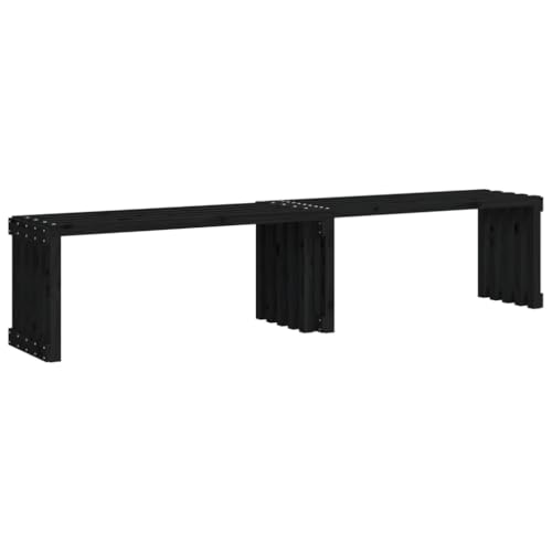 Banc de jardin 212 cm en bois noir pour créer un coin lecture ombragé