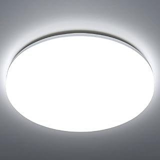 Aigostar Bathroom Ceiling Light, 18W 2100lm Bath Ceiling Lights, IP54 Waterproof Bathroom Lights Ceiling, 6500K Bathroom Lighting, Modern Flush LED Ceiling Light for Kitchen, Bedroom, 136W Equivalent