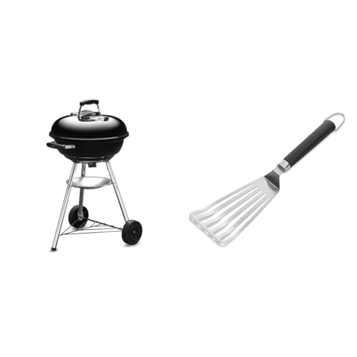 Weber(ウェーバー) バーベキュー コンロ 直径47cm コンパクトケトル 炭 キャンプ 6-8人用 【日本正規品10年保証】1221308 / 温度計付き 1221308 黒 47cm＆Weber(ウェーバー) バーベキュー コンロ BBQ グリル フレキシブルグリドルスパチュラ フライ返し【日本正規品 2年保証】6780【セット買い】（Amazon）