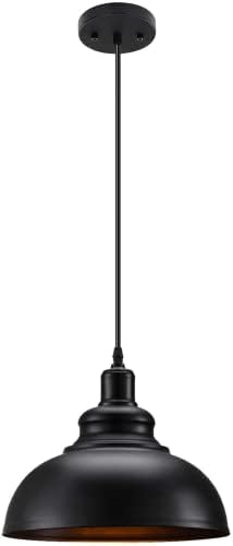 Asnxcju Farmhouse Pendant Light, Black Metal Pendant Light Fixtur...