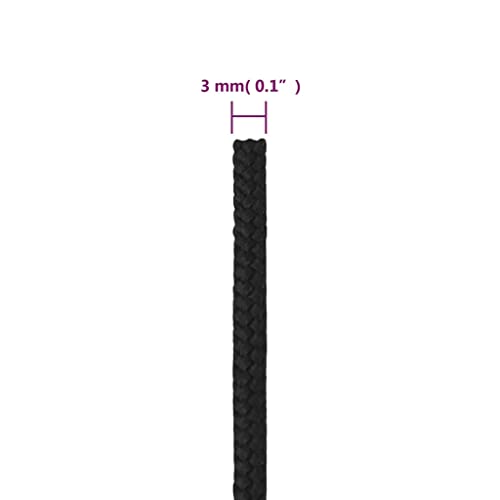 Corde de bateau noire 3 mm de qualité supérieure résistante à la déchirure