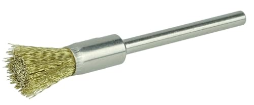 Image of Weiler 26097 Miniature Wire End Brush, 3 /16 inch, 0.03 inch Brass Fill, 1 /8 inch Stem, Made in the USA (Pack of 144)