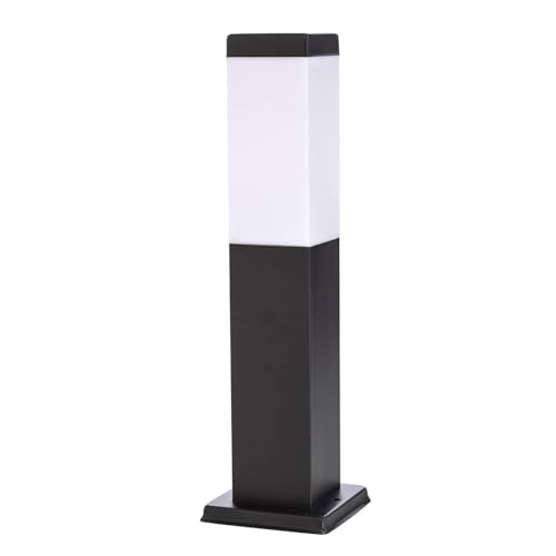 Borne eclairage exterieur lumineuse Lindby Honula E27 inox noir lampe jardin moderne