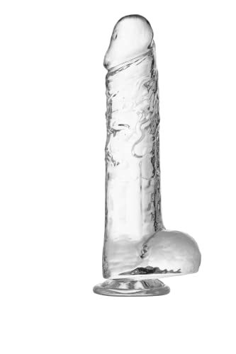 Lifelike Lover Luxe - Consolador realista con ventosa de 9.6 pulgadas - Consolador de gelatina de cristal - XL transparente