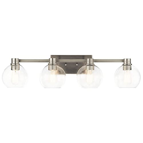 Image of Kichler Harmony 33.5 inch Vanity Light in Brushed Nickel, 3-Light Traditional Bathroom Vanity with Clear Glass, (33.5 inch W x 8.25 inch H), 45895NI