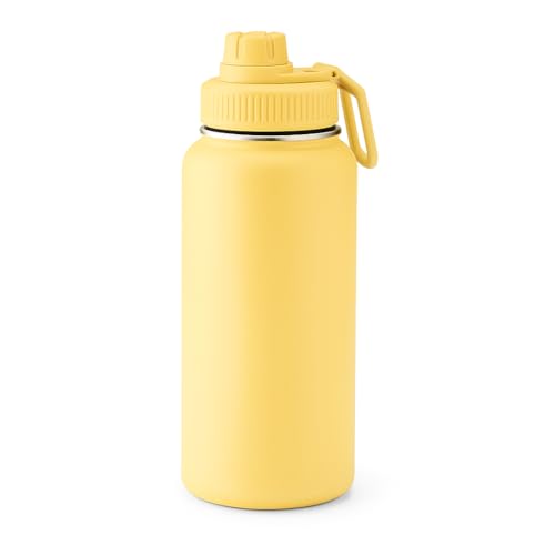 Garrafa Térmica Aço Inox 1 Litro – Duplo Isolamento a Vácuo, Mantém a temperatura por 12h (Amarela)