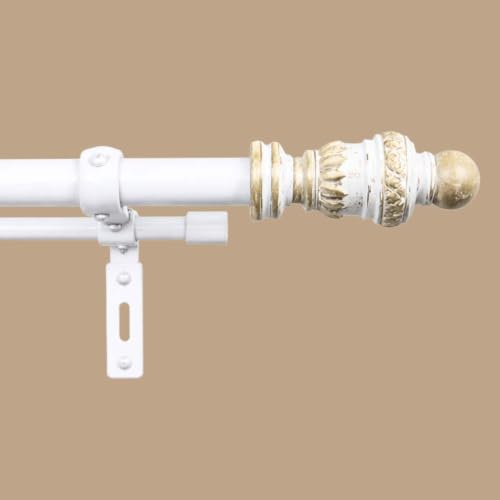 The Decor Mart 84"-144" Adjustable Double Curtain Rod for Door & Windows with Brackets Set Curtains Hanging Extendable Iron Metal Pipe Holder with Car