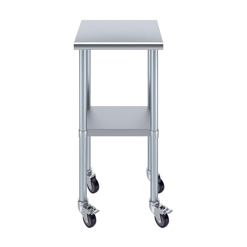 Image of AmGood 18 inch Long x 18 inch Deep Stainless Steel Table with Casters