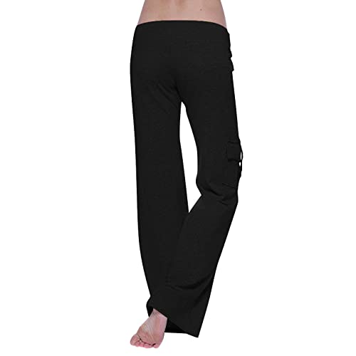 Hvyesh Women Wide Leg Cargo Pants High Waist Casual Pants Yoga Workout Leggings Gym Sweatpants Soft Trousers with Pockets3
